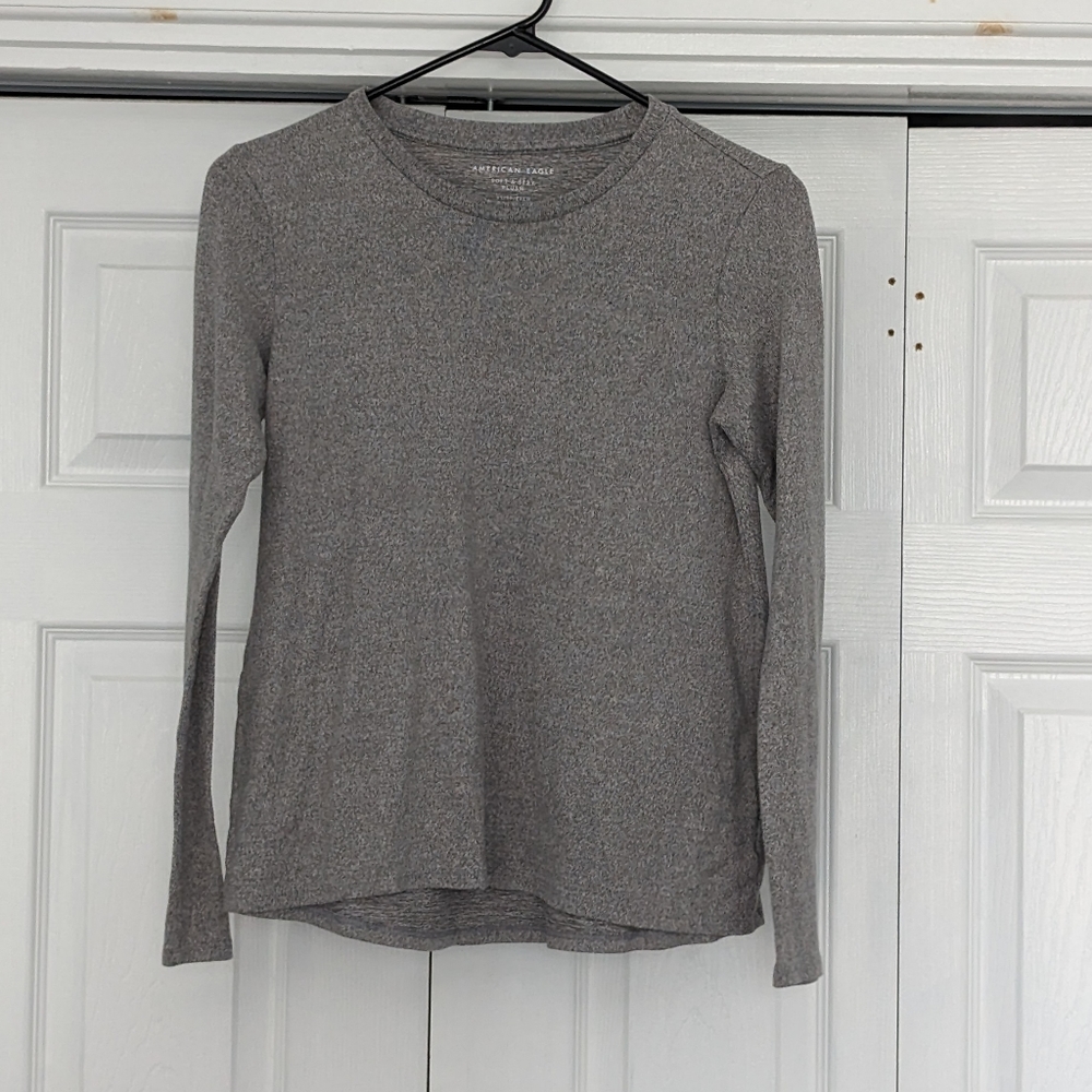 American Eagle Soft & Sexy Plush Long Sleeve Top | Gray | Size XS